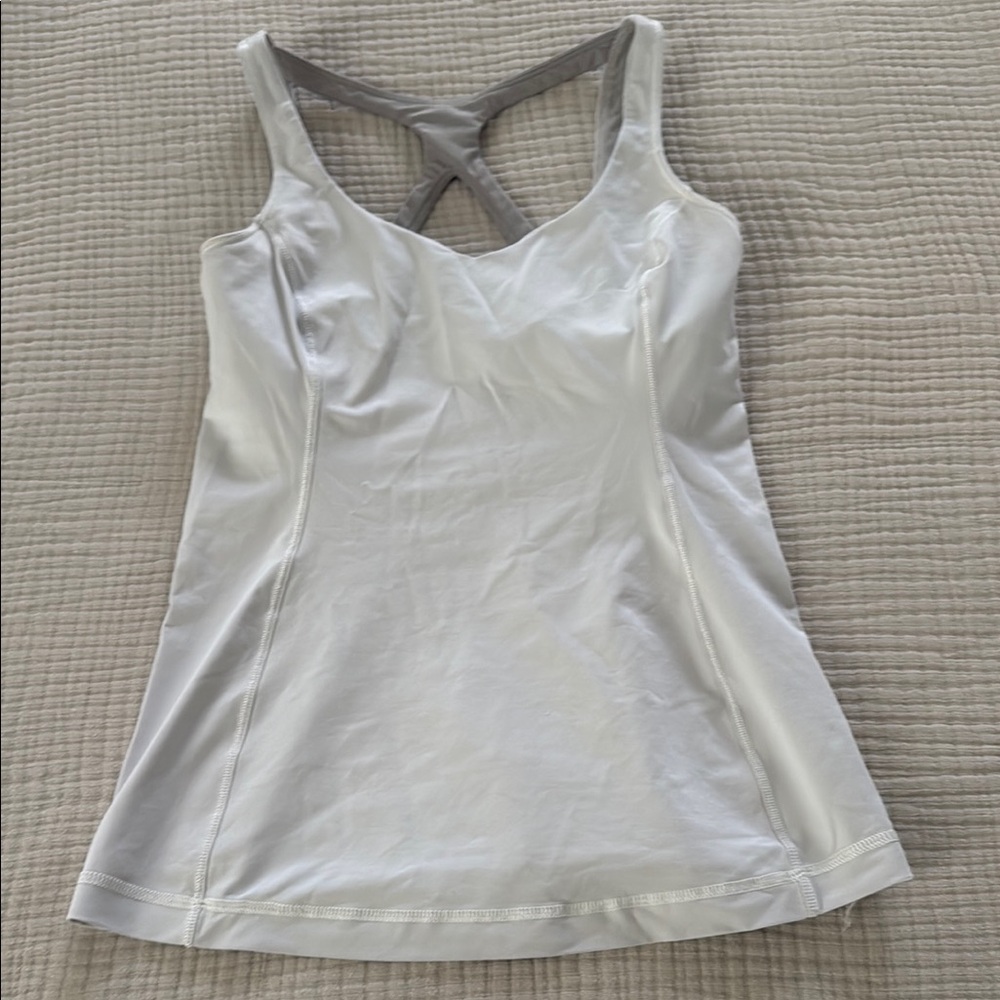 Lululemon Athletica Get Fit White Tank with Gray Racerback